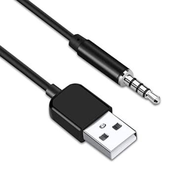 Imagem de Coomoors Adaptador de áudio USB para conector de 3,5 mm, conector de áudio auxiliar macho para USB 2.0 macho cabo adaptador para iPod Shuffle MP3 Player fones de ouvido alto-falantes e outros