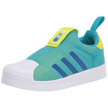 Imagem de adidas Originals Tênis unissex Superstar 360, Sinal ciano/Real universitário/Preto, 12.5 Little Kid