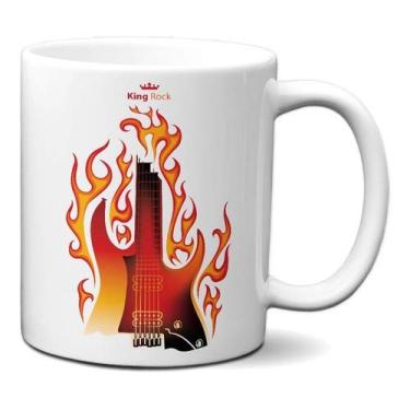 Imagem de Caneca Guitarra Chamas Rei Do Rock Presente Guitarrista