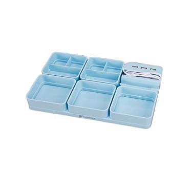 Imagem de Legou — Caixa organizadora de mesa com 3 portas USB integradas para escritório ou casa, mesa pessoal azul 27,5 cm