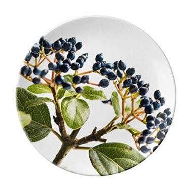 Imagem de Placa de planta de folha branca simples natureza decorativa de porcelana salver louça de jantar