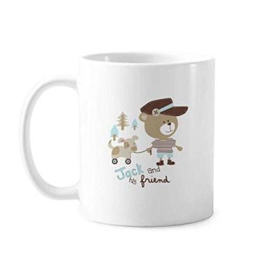 Imagem de Caneca moderna de cerâmica para café e porcelana com desenho de urso animal rosa Art Deco presente