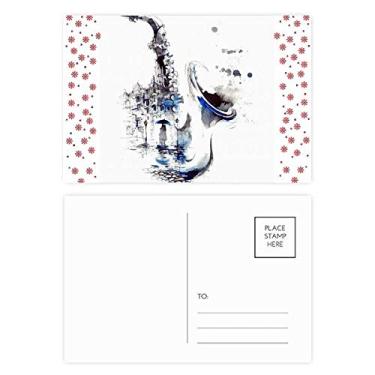 Imagem de Guarda-chuva para construção de saxofone aquarela, Natal, Natal, celebração, cartão postal Blessing Mailing Card