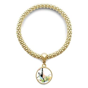 Imagem de DIYthinker Esporte de Inverno Figura Patinadora Feminina Atletas Pulseira Dourada Corrente de Joias Pingente Redondo