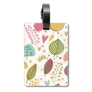 Imagem de Etiqueta para mala de viagem com tinta de flor de folha colorida