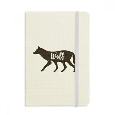 Imagem de Caderno de animal preto e branco com estampa de lobo, capa dura em tecido, diário clássico