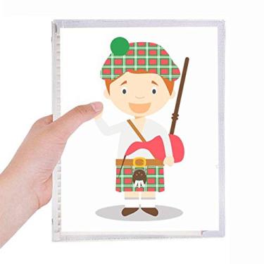 Imagem de Caderno de desenho da Escócia verde vermelho com folhas soltas diário recarregável artigos de papelaria