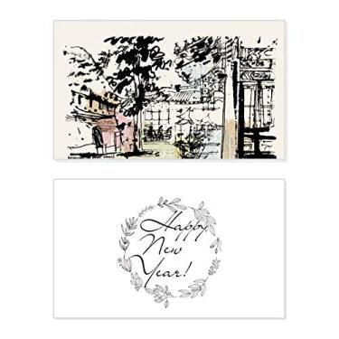 Imagem de The Hidden Pavilion in Chengdu of China Festival Ano Novo Cartão de felicitações Bless Message Present