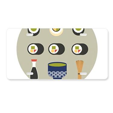 Imagem de DIYthinker Placa de licença japonesa tradicional japonesa de sushi, decoração de aço inoxidável para automóveis