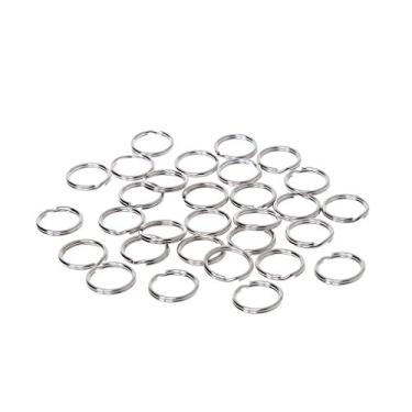 Imagem de Chaveiro JKPOWER 30 peças 15 mm de aço inoxidável chaveiro dividido EDC redondo argola fivela chaveiro prata