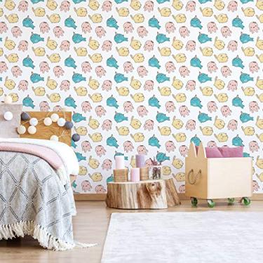 Imagem de Papel de Parede Animais Kawaii Infantil 57x270cm