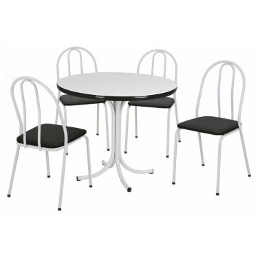 Imagem de Conjunto de Mesa de Jantar com 4 Cadeiras Leila Branco e Preto