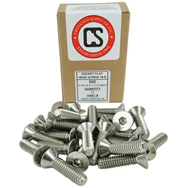 Imagem de Parafusos de cabeça plana de soquete de aço inoxidável 5/16-18 x (5/8" a 3" disponíveis), rosca completa, unidade sextavada, aço inoxidável 18-8, rosca grossa, 5/16-18 x 1-1/4"