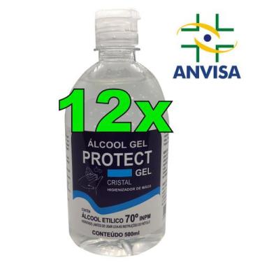 Imagem de Kit C/12 Álcool Em Gel 70% Higienizador C/ Carbopol- 500ml - Protect