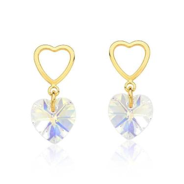 Imagem de Brinco Double Heart Revestido Em Ouro