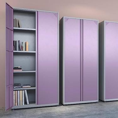 Imagem de Armário 2 Portas 4 Prateleiras Ap403sl Aço Pandin Móveis Cinza/lilaz
