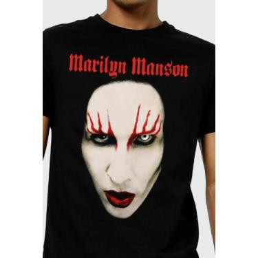 Imagem de Camiseta Marilyn Mason Preta Rosto Rock Goth Metal Of0070 Rch - Consul