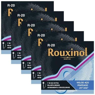 Imagem de Pacote Com 05 Jogos De Cordas Para Violão Aço Rouxinol 011