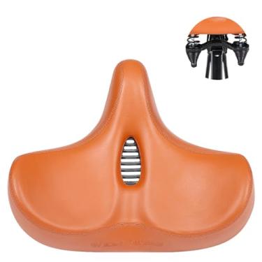 Imagem de Assento de bicicleta absorvente de choque de mola dupla, selim de bicicleta alargado e espesso, almofada de assento de bicicleta ergonômica, couro à prova d'água/universal-A