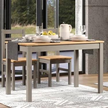 Imagem de Mesa de Jantar Retangular Cinza Lavado - Madeira Marrom Antique - 75,5 Alt X 120 Larg X 75 Prof - Móveis para Sala e Cozinha - Acabamento em Cera, Madeira Pinus Elliottis - PENSE DENTRO DA CAIXA