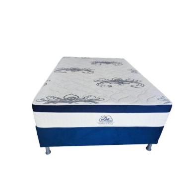 Imagem de Cama Solteirão Conjunto Box De Molas Ensacadas Isofort Luxo Azul Com B