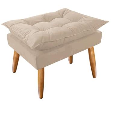 Imagem de Puff Decorativo Opalla Retangular Bege Bela Móveis