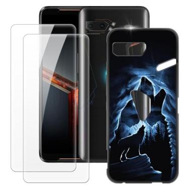 Imagem de MILEGOO Capa para Asus Rog Phone 2 ZS660KL + 2 peças protetoras de tela de vidro temperado, capa ultrafina de silicone TPU macio à prova de choque para Asus Rog Phone 2 ZS660KL (6,6 polegadas)
