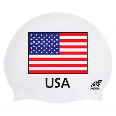 Imagem de Touca de Silicone para Natação Bandeira Dos Estados Unidos-Unissex