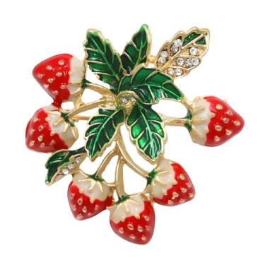 Imagem de WCRAZYE Broche de morango vermelho para mulheres, meninas, broches de frutas esmaltados, emblemas para roupas, mochilas, bolsa, broches modernos, planta, lapela, alfinete, acessórios, joias, presente,