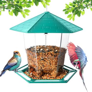 Imagem de Alimentadores de pássaros para pendurar ao ar livre, instalação divertida, design de pagode retrô, alimentador de pássaros, à prova de esquilos para decoração externa de jardim e quintal, fácil de