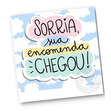 Imagem de Genérico Mini Cartão De Agradecimento Ao Cliente 4,3 x 4,8cm - 100 Unidades (Sorria, Sua Encomenda Chegou)