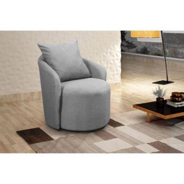 Imagem de Poltrona Decorativa para Sala de Estar Redonda Califórnia Cinza Claro