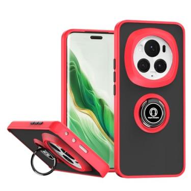 Imagem de QUIETIP Capa compatível com Honor Magic 6 Pro 5G, TPU + PC rígido à prova de choque anel magnético suporte de carro capa amortecedora, vermelha