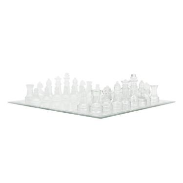 Imagem de Tabuleiro De Xadrez Modelo Super Luxo Vidro 25cm 33 Peças