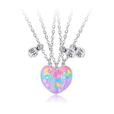 Imagem de Lezmoii Best Friend Colar de Amizade Magnético Combinando Coração BFF Colar para 3 Meninas Presentes de Amizade, Metal, Sem Pedra Preciosa