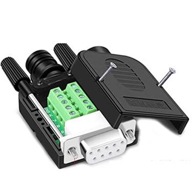 Imagem de Conector de fuga DB9 Feamle de 2 peças, conector DB9 sem solda RS232 D-SUB adaptadores seriais placa de fuga de terminal de 9 pinos com caixa de parafusos longos tubo de cauda