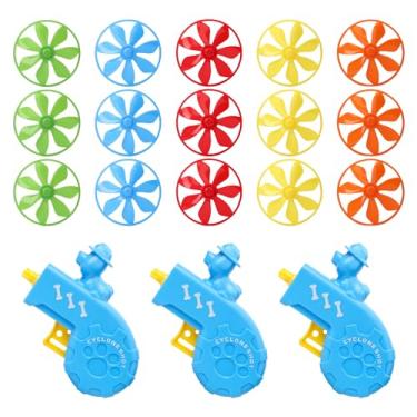 Imagem de Conjunto de 18 peças de brinquedo para buscar gatos com discos voadores coloridos, helicóptero, gato, lançador de arma, brinquedos interativos para gatos, hélices voadoras para gatinhos, treinamento