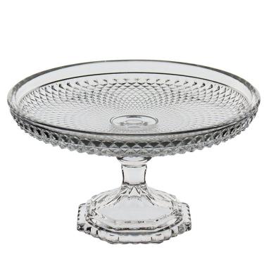 Imagem de PRATO BOLO BOLEIRA REDONDO HOME&CO COM PÉ VIDRO 10x17x17cm TRANSPARENTE