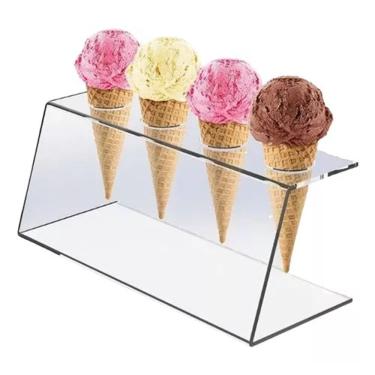 Imagem de Suporte Expositor Temaki Sorvete Acrílico Cristal 4 Cones