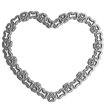 Imagem de Coração de cachorro osso de pata cortado para fazer cartões, moldes de corte de metal de coração, parabéns, corte, modelo de estênceis de gravação de feliz aniversário para decoração de scrap-booking,