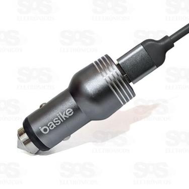 Imagem de Carregador Veicular Metálico 2 USB com Cabo Micro USB V8 Basike Car-G5