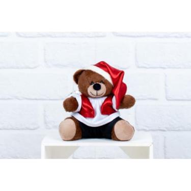 Imagem de PELUCIA URSO DE NATAL COLETE PADRÃO - TEDDE 12 CM (PELUCIA MARROM)
