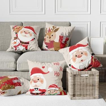 Imagem de Kit 4 Capas de Almofadas Decorativas Natal Papai Noel 45 x 45cm