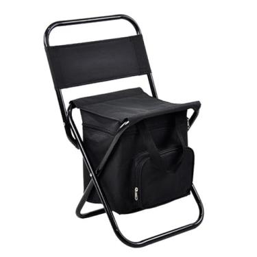 Imagem de Aymzbd Cadeira de Acampamento Saco Refrigerador Cadeira de Pesca Portátil Ultraleve Compacto Ao Ar Livre Banco Traseiro Dobrável para Acampamento Praia Camin, Preto