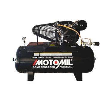 Imagem de Compressor de Ar a Gasolina 20 Pés 9hp 200 Litros Motomil, PRETO