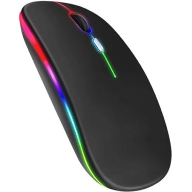 Imagem de Mouse Óptico Sem Fio Recarregável 3200dpi Wireless Led Rgb Colorido Ergonômico Usb 2.4 Ghz para Notebook Computador Pc Desktop TV Smart