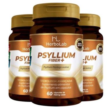 Imagem de KIT C/3 Psyllium Fiber Pro Premium 60 cáps 700mg - Herbolab