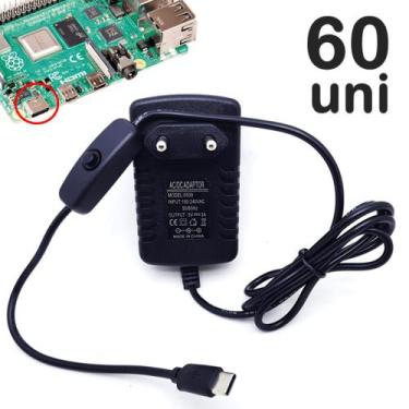 Imagem de Kit 60 Fontes De Alimentação 5v 3A Para Raspberry Pi 2 Pi 3 Pi 3b Usb-
