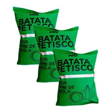 Imagem de Kit 3 Batata Petisco Mió Sabor Creme de Cebola 45g