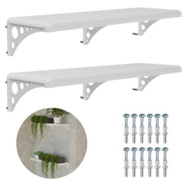 Imagem de Prateleira Pvc Multiuso Com Suporte Branca 40X20Cm Kit 02 Un - Astra